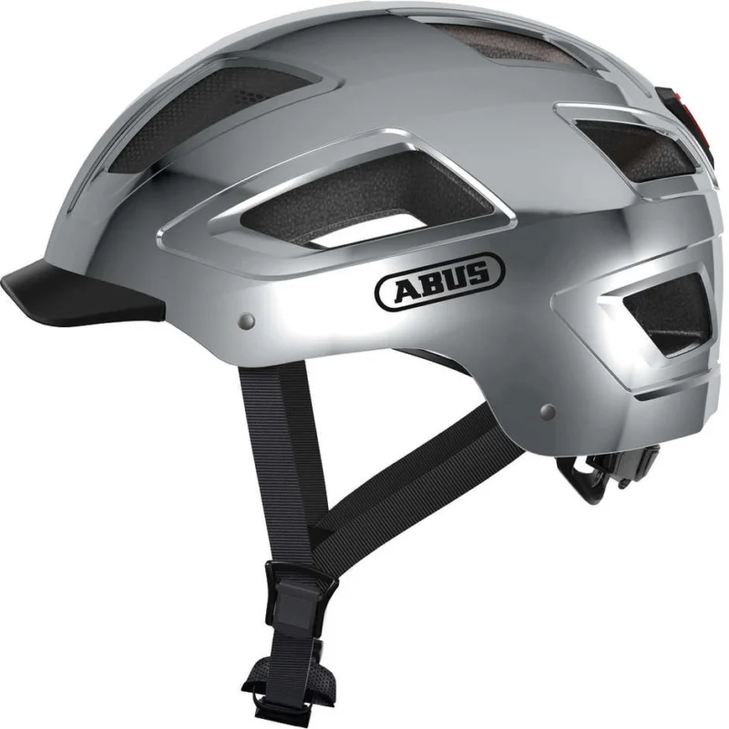 Abus Hyban 2.0 Urban Bike Helmet With Chrome Silver Led Professionale