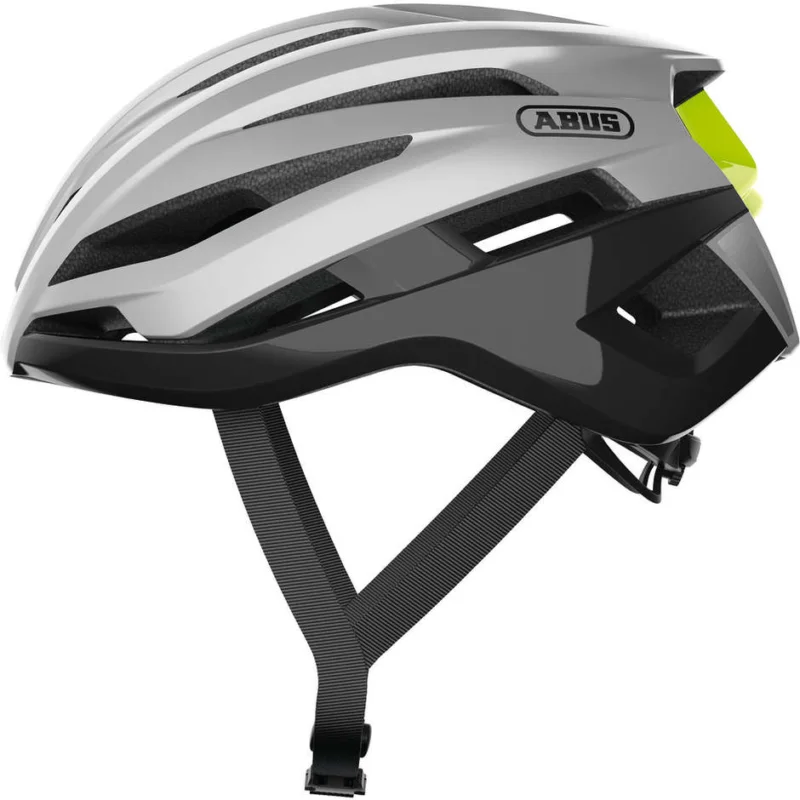 Abus Strada Storm Chaser Gleam Silver Bicycle Helmet Nuova Collezione
