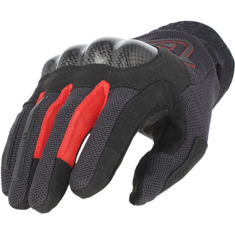 Acerbis CE RAMSEY MY VENTED PRO Motorcycle Gloves Black Red Consegna Rapida