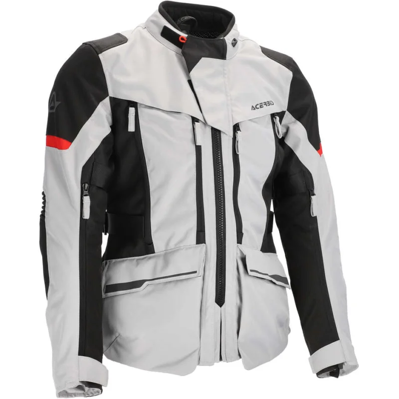 Acerbis CE X-ROVER Women's Motorcycle Jacket Grey/Red Popolare