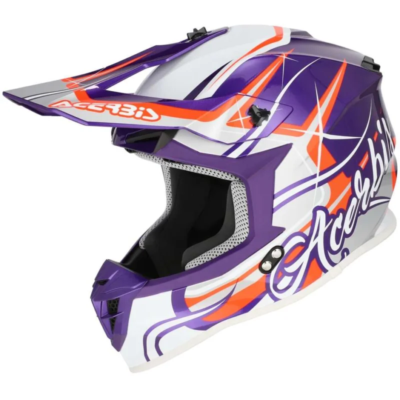 Acerbis LINEAR 2206 Purple White Motocross Helmet Super Prezzo