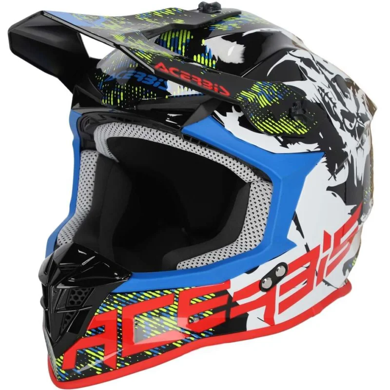 Acerbis LINEAR 2206 White Black Moto Cross Helmet Reso Gratuito