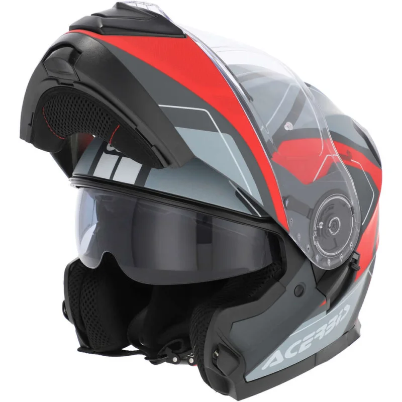 Acerbis Modular Motorcycle Helmet Double Visor SEREL 22.06 Grey Red Matt A Buon Prezzo