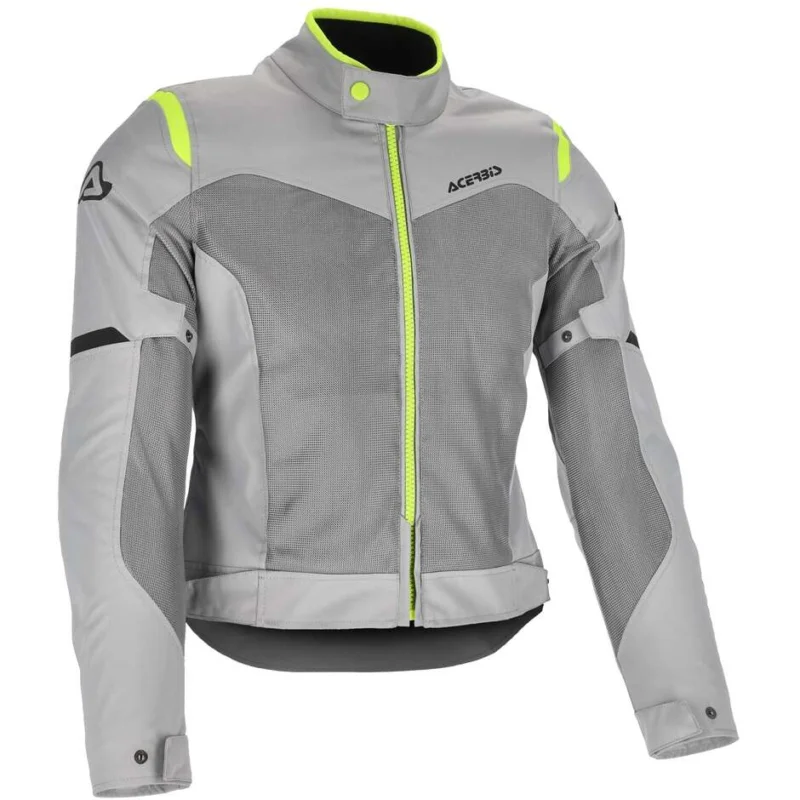 Acerbis New RAMSEY LADY My Vented 2.0 Summer Fabric Women's Motorcycle Jacket Grey Yellow Spedizione Gratuita