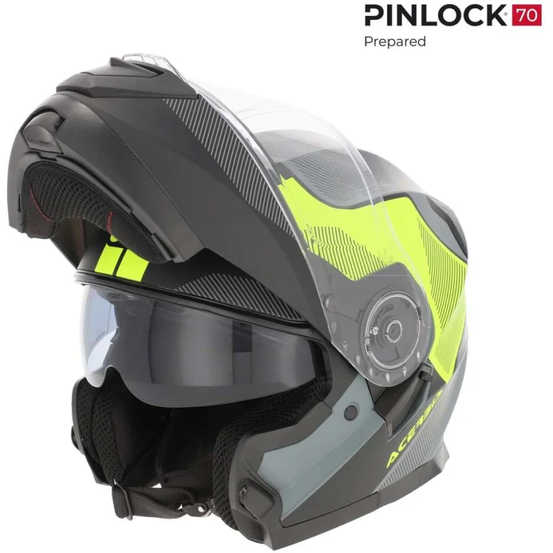 Offerta Limitata Acerbis SEREL 22.06 Double Visor Modular Motorcycle Helmet, Black, Fluorescent Yellow