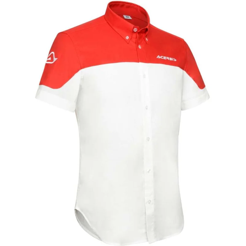 Acerbis TEAM Casual Shirt White Red Prezzo Scontato