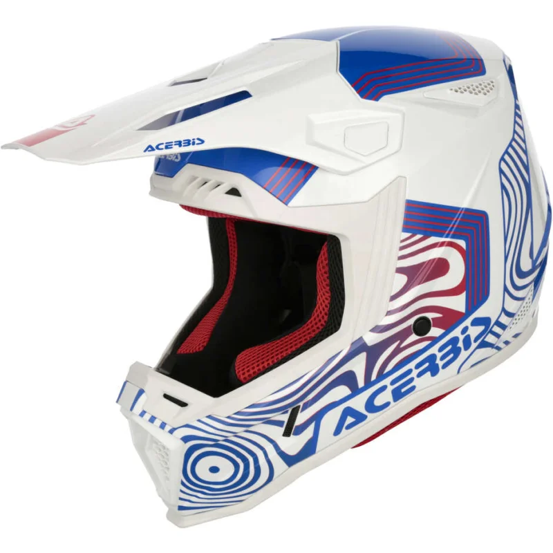 Acerbis Whoops Cross Enduro Motorcycle Helmet White Blue Red Offerta Limitata