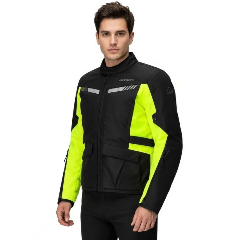 Acerbis X-TRAIL Touring Motorcycle Jacket Black Yellow Spedizione Espresso