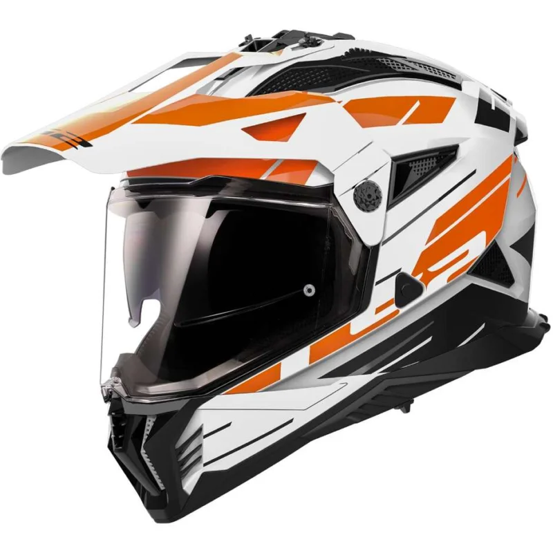 Adventure Motorcycle Helmet Ls2 MX702 PIONEER 2 NAMIB White Orange A Buon Prezzo