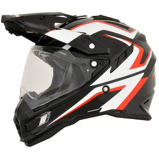 Prezzo Scontato AFX FX-41DS AT Integral Motorcycle Helmet Black White Red