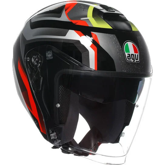 AGV IRIDES ZURIGO Jet Motorcycle Helmet Black Red Yellow Fluorescent Bestseller