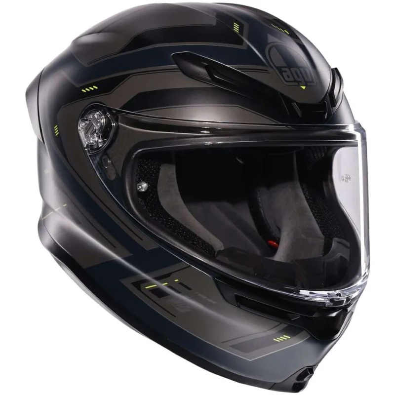 Popolare AGV K6 S ENHANCE Full Face Touring Fiberglass Motorcycle Helmet Matt Grey Fluorescent Yellow