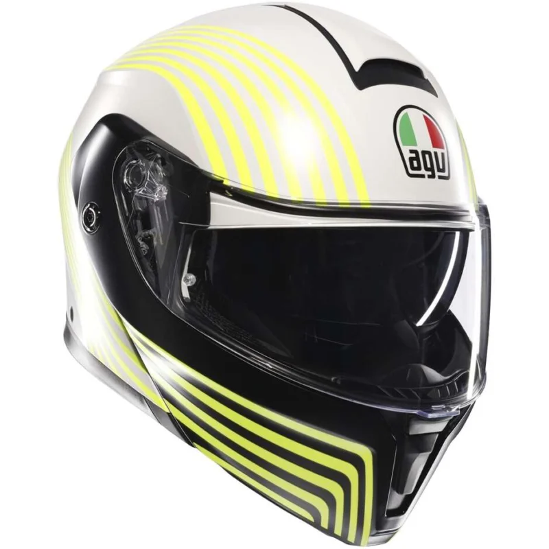 Solo Oggi Agv STREETMODULAR ISEO Modular Motorcycle Helmet Matt White Black Fluorescent Yellow