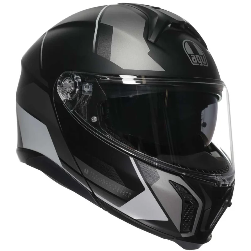 Agv TOURMODULAR MULTI PERCEPTION Modular Motorcycle Helmet P/J Matt Black Silver Consegna Rapida