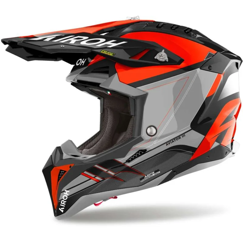 Airoh AVIATOR 3 SABER Cross Enduro Motorcycle Helmet Glossy Orange Subito Disponibile