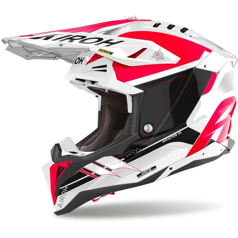 Airoh AVIATOR 3 SABER Cross Enduro Motorcycle Helmet Glossy Red Subito Disponibile