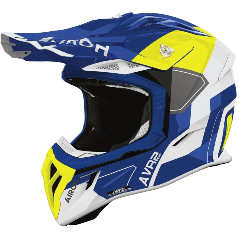 Solo Oggi Airoh AVIATOR ACE 2 SHIELD Blue Yellow Cross Enduro Motorcycle Helmet
