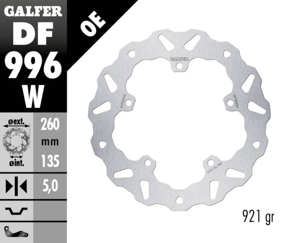 Galfer Disco Freno Posteriore WAVE FIXED 260X5MM per HARLEY DAVIDSON RH1250S SPORTSTER S Modelli dal 2021 al 2023 DF996W Promo Stagionale