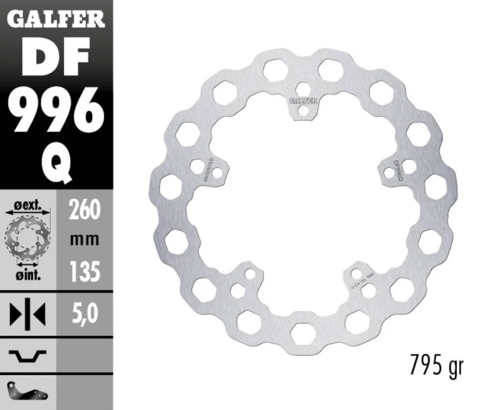 Pagamento Sicuro Galfer Disco Freno Posteriore CUBIQ FIXED 260X5 MM per HARLEY DAVIDSON RH1250S SPORTSTER S Modelli dal 2021 al 2023 DF996Q