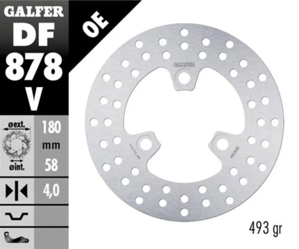 Compra Online Galfer Disco Freno Posteriore ROUND FIXED 180X4MM per KYMCO DINK 125Modelli: 1997 DF878V