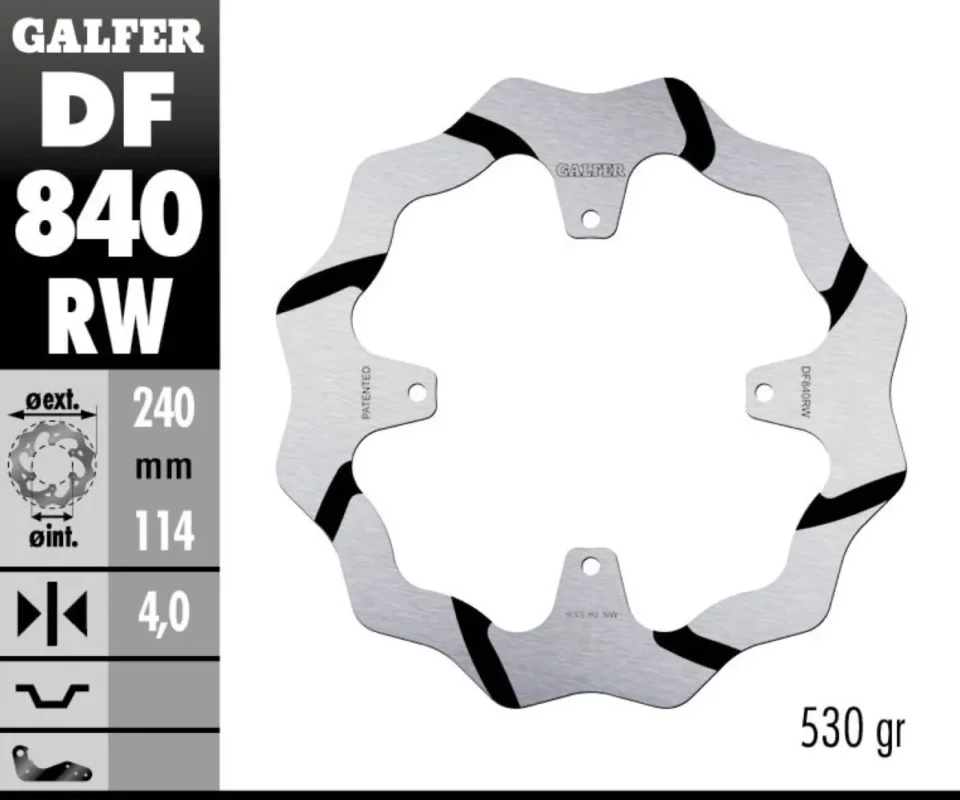 Galfer Disco Freno Posteriore WAVE FIXED GROOVED 240x4mm per TM 450 FI ES EN 4T Modelli dal 2024 al 2026 DF840RW Non Perdere