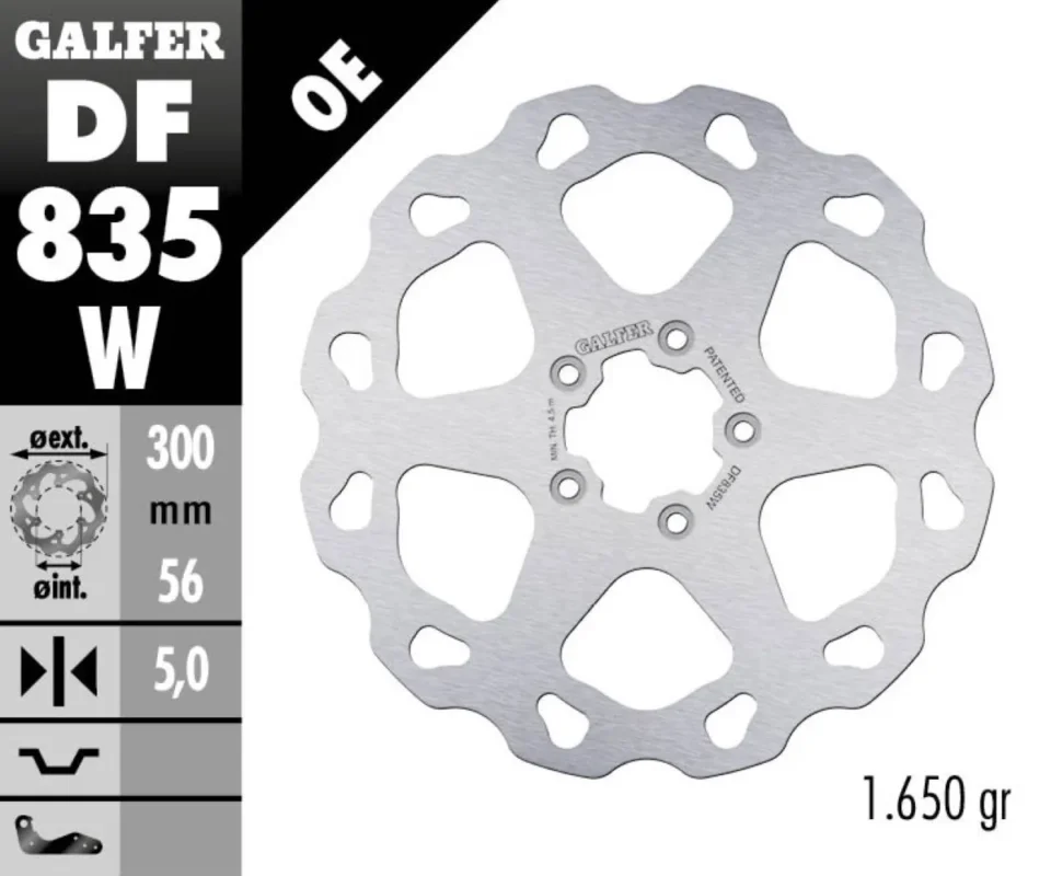 Sconto Galfer Disco Freno Posteriore WAVE FIXED 300x5mm per HARLEY DAVIDSON X883R 883 ROADSTER Modelli: 2013 DF835W