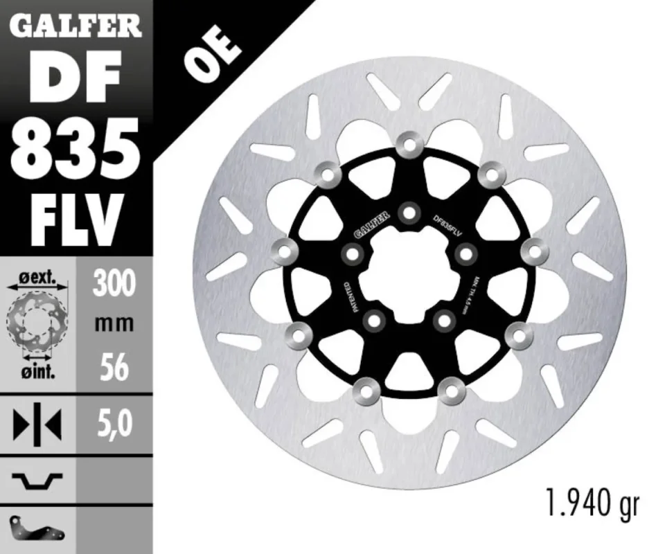 Galfer Disco Freno Posteriore ROUND FLOATING (C. STEEL) 300x5mm per HARLEY DAVIDSON X883R 883 ROADSTER Modelli: 2013 DF835FLV Di Tendenza