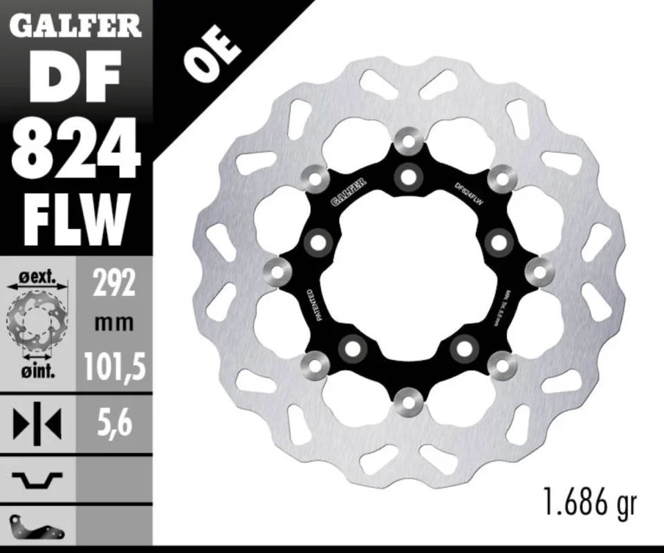 Galfer Disco Freno Posteriore W FLOATING (C. STEEL) 292x5,6mm per HARLEY DAVIDSON V-ROD (HAYES CALIPER)Modelli dal 2002 al 2005 DF824FLW Ultima Occasione