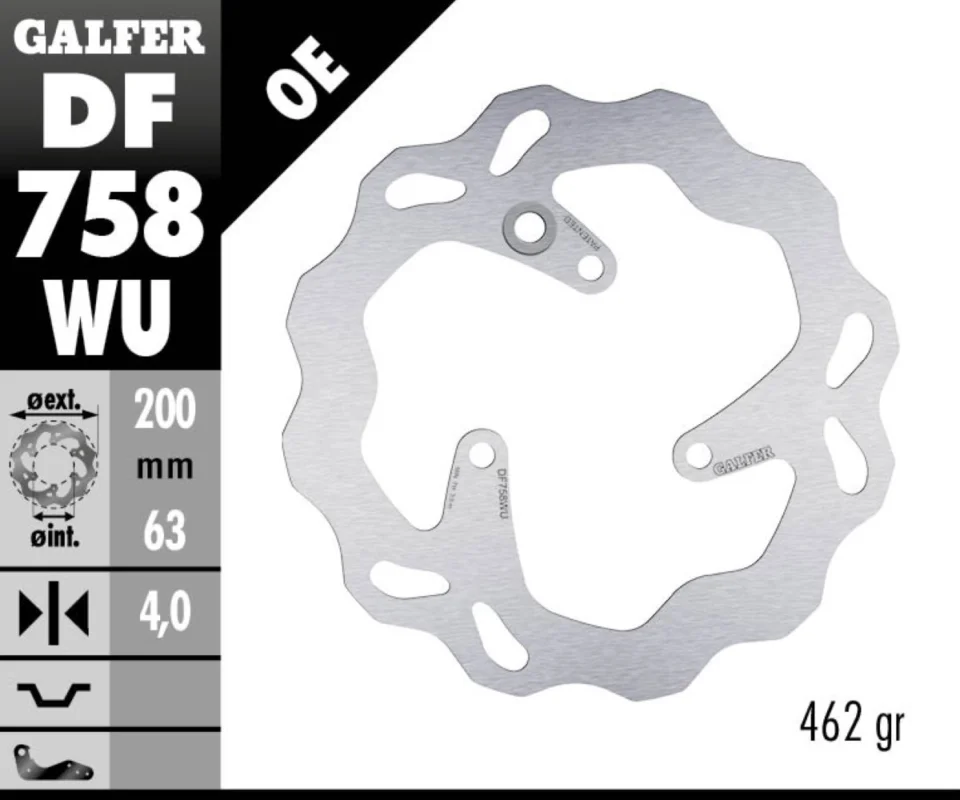 Galfer Disco Freno Posteriore WAVE FIXED 200x4mm per RIEJU MRT SM PRO 50Modelli: 2009 DF758WU Nuova Collezione