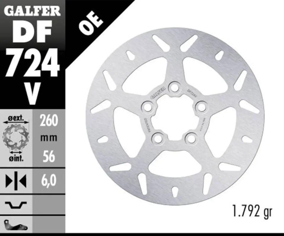 Galfer Disco Freno Posteriore ROUND FIXED 260x6mm per HARLEY DAVIDSON XL 1200 X FORTY EIGHTModelli: 2014 DF724V Quantità Limitata