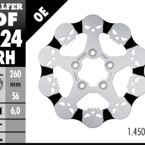 Vendita Finale Galfer Disco Freno Posteriore W SKULL DESIGN FIXED 260x6mm per HARLEY DAVIDSON XL1200CX 1200 ROADSTER Modelli dal 2016 al 2020 DF724RH