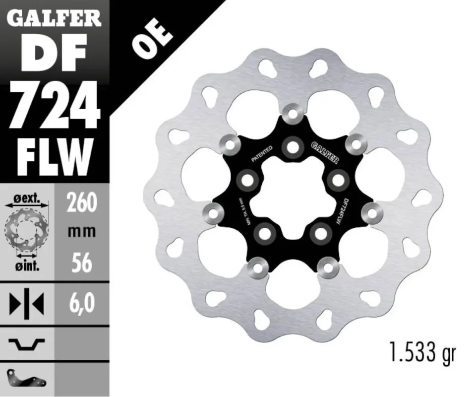 Galfer Disco Freno Posteriore W FLOATING (C. STEEL) 260x6mm per HARLEY DAVIDSON XL1200X FORTY-EIGHTModelli: 2013 DF724FLW Economico