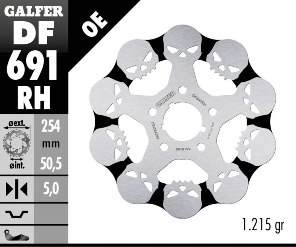 Soddisfatti O Rimborsati Galfer Disco Freno Posteriore W SKULL DESIGN FIXED 254x5mm per HARLEY DAVIDSON XR 1200 STORZModelli: 2010 DF691RH