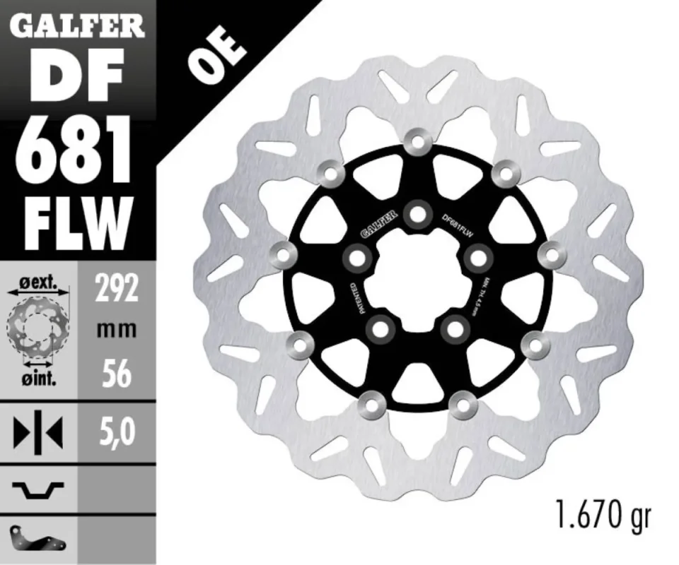 Vendita Finale Galfer Disco Freno Posteriore W FLOATING (C. STEEL) 292x5mm per HARLEY DAVIDSON XLH SPORTSTER 883 STDModelli: 2003 DF681FLW