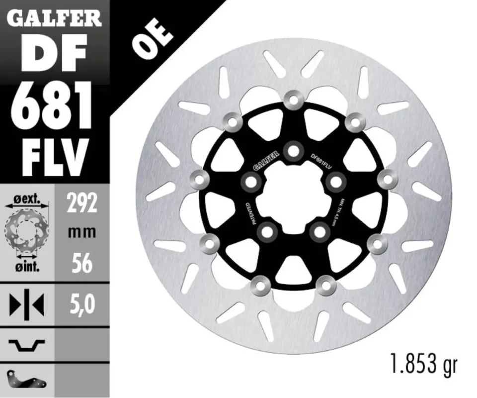 Galfer Disco Freno Posteriore ROUND FLOATING 292x5mm per HARLEY DAVIDSON FLHRCI ROAD KING CLASSICModelli dal 2002 al 2006 DF681FLV Direttamente Dal Produttore