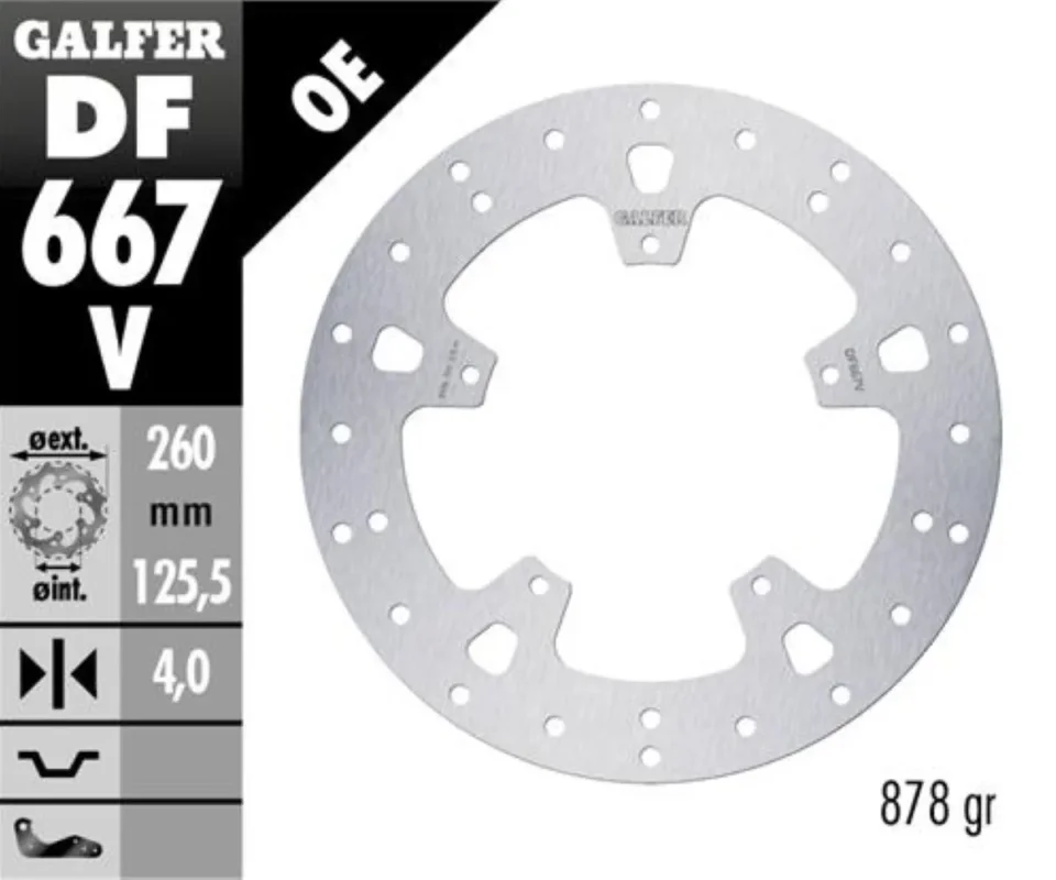 Galfer Disco Freno Posteriore ROUND FIXED 260X4MM per PIAGGIO CARNABY CRUISER 300 i.e.Modelli: 2009 DF667V Subito Disponibile