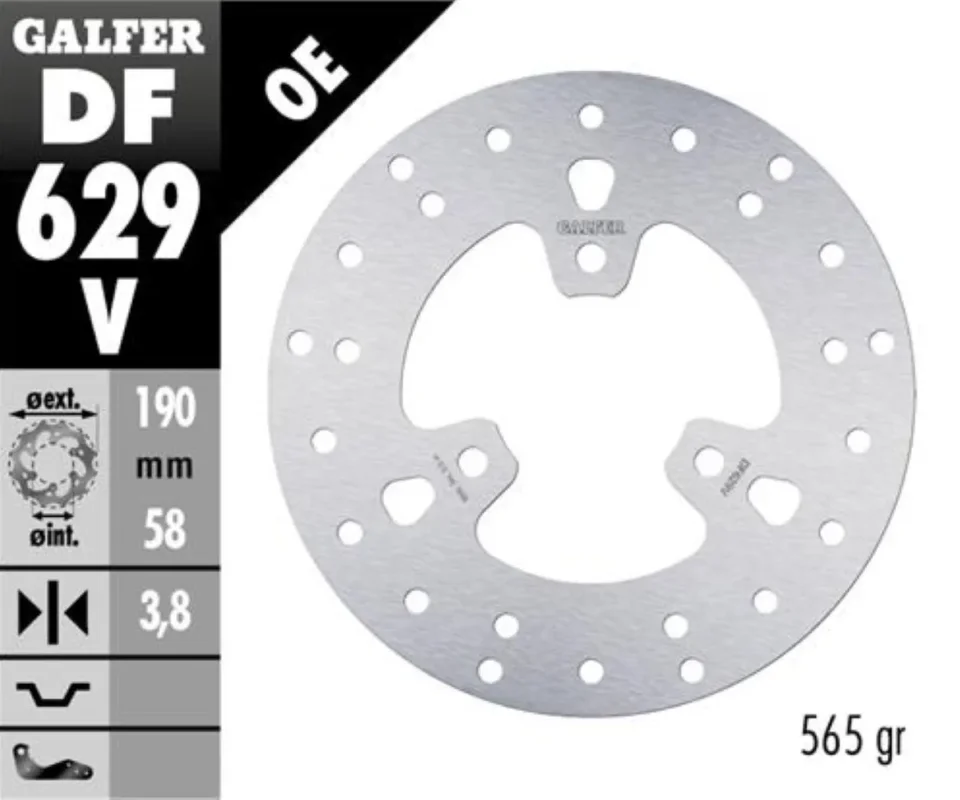 Professionale Galfer Disco Freno Posteriore ROUND FIXED 190X3.8MM per APRILIA SR 50 STEALTHModelli dal 1997 al 1999 DF629V