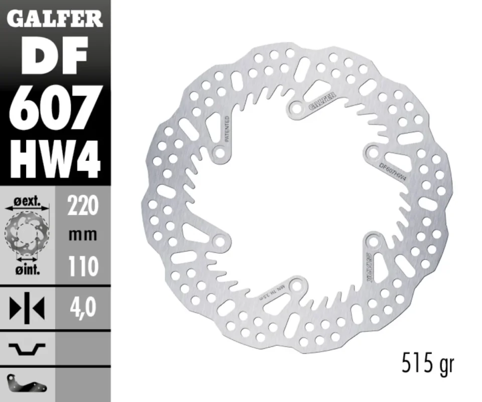 Galfer Disco Freno Posteriore SHARK FIXED 220X4MM per KTM 250 MXModelli: 1992 DF607HW4 Professionale