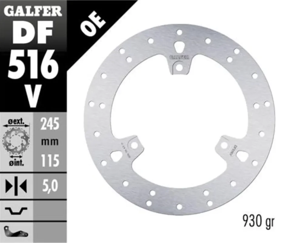 Prezzo Basso Galfer Disco Freno Posteriore ROUND FIXED 245X5MM per YAMAHA X - MAX 125Modelli dal 2018 al 2023 DF516V