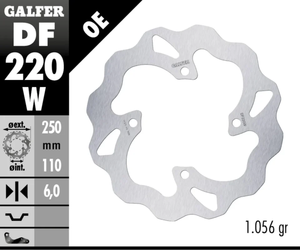 Galfer Disco Freno Posteriore WAVE FIXED 250X6MM per KAWASAKI VERSYS 1000 SEModelli: 2019 DF220W Ultimissimo Modello