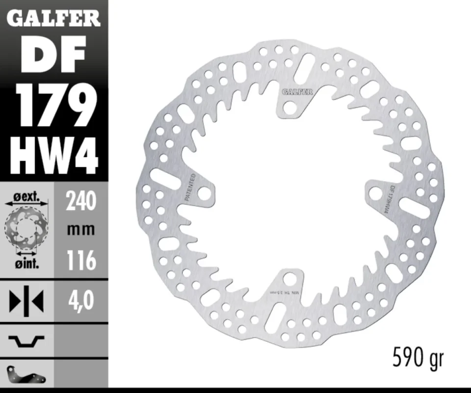Galfer Disco Freno Posteriore SHARK FIXED 240X4MMper KAWASAKI KLX 450 RModelli dal 2007 al 2013 DF179HW4 Occasione