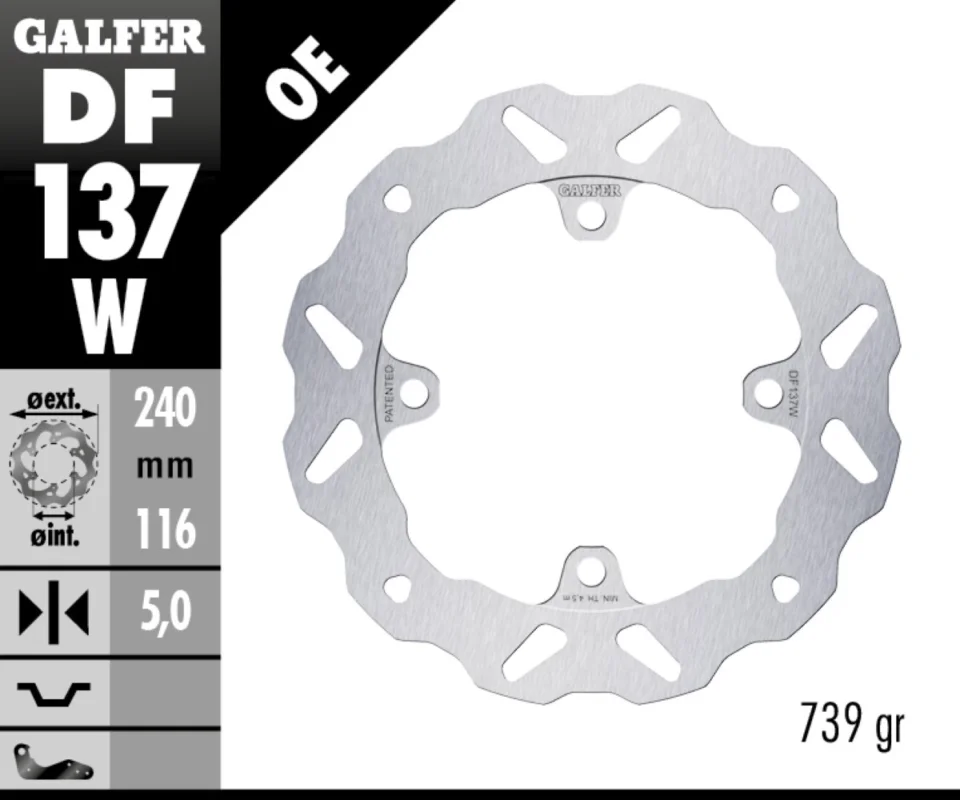 Offerta Limitata Galfer Disco Freno Posteriore WAVE FIXED 240X5MM per HONDA CBR 600 RRModelli: 2009 DF137W