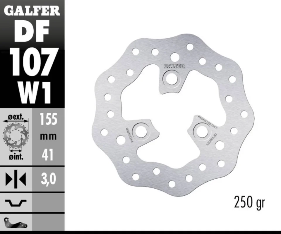 Spedizione Gratuita Galfer Disco Freno Posteriore WAVE FIXED RACING 155X3MM per OHVALE GP 0 160 4 SPEEDModelli: 2019 DF107W1