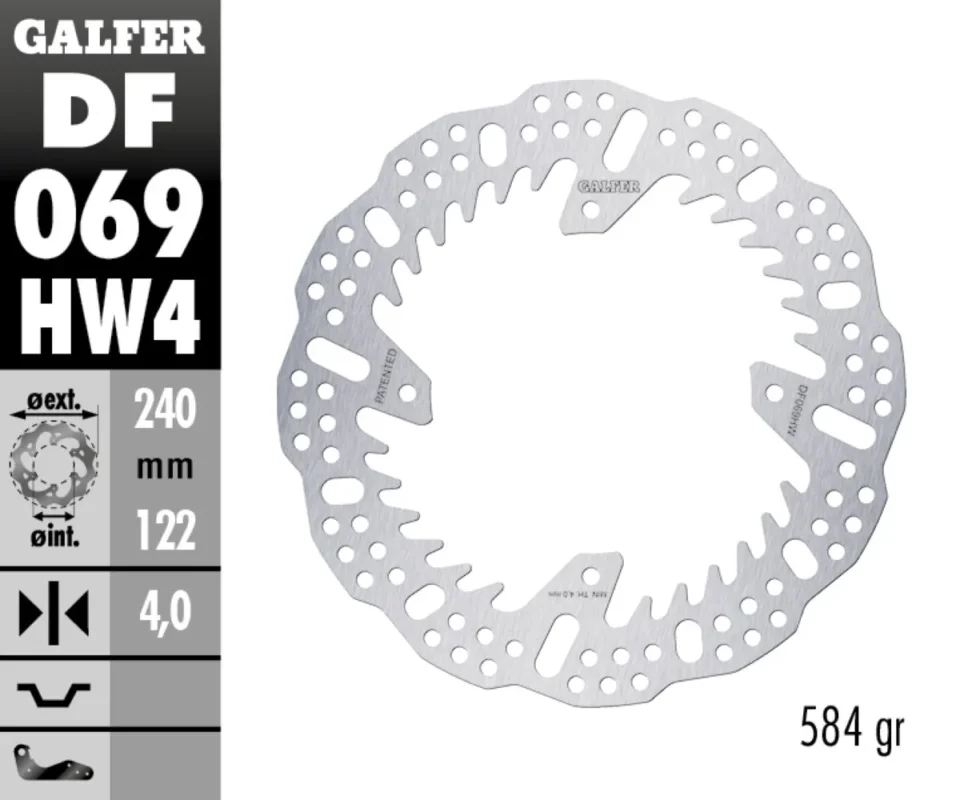 Novità Galfer Disco Freno Posteriore SHARK FIXED 240X4MM per HONDA CRF 450 LModelli: 2019 DF069HW4