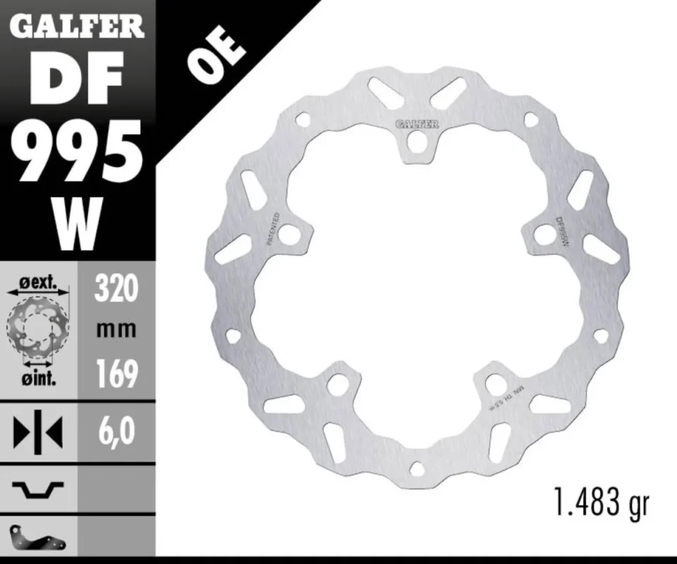 Spedizione Espresso Galfer Disco Freno Antreriore WAVE FIXED 320X6MM per HARLEY DAVIDSON RH1250S SPORTSTER S Modelli dal 2021 al 2023 DF995W