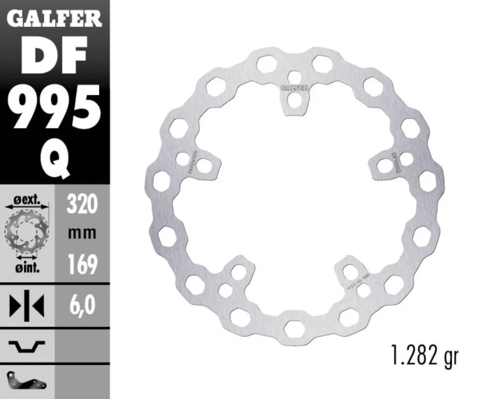 Ultima Occasione Galfer Disco Freno Antreriore CUBIQ FIXED 320X6 MM per HARLEY DAVIDSON RH 1250 SPORSTER SModelli: 2022 DF995Q