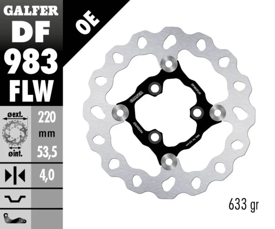 Quantità Limitata Galfer Disco Freno Antreriore W FLOATING PIT BIKE 220x4mm per PGR MINIMOTARD 190Modelli: 2023 DF983FLW
